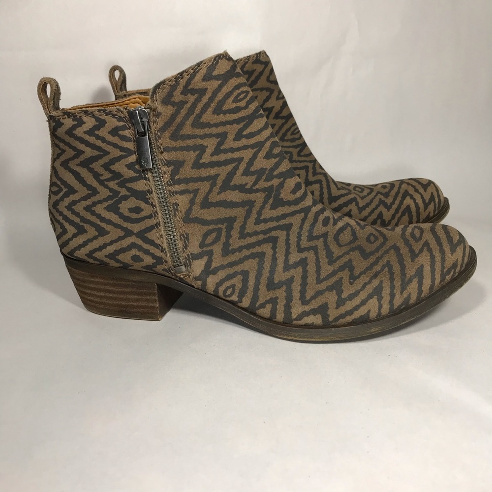 Lucky Brand Brown Leather Aztec Booties